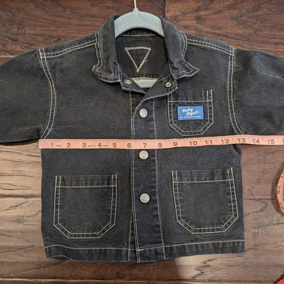 BABY B'GOSH toddler black denim jacket with busy bumpers dumptruck applique - Picture 6 of 7